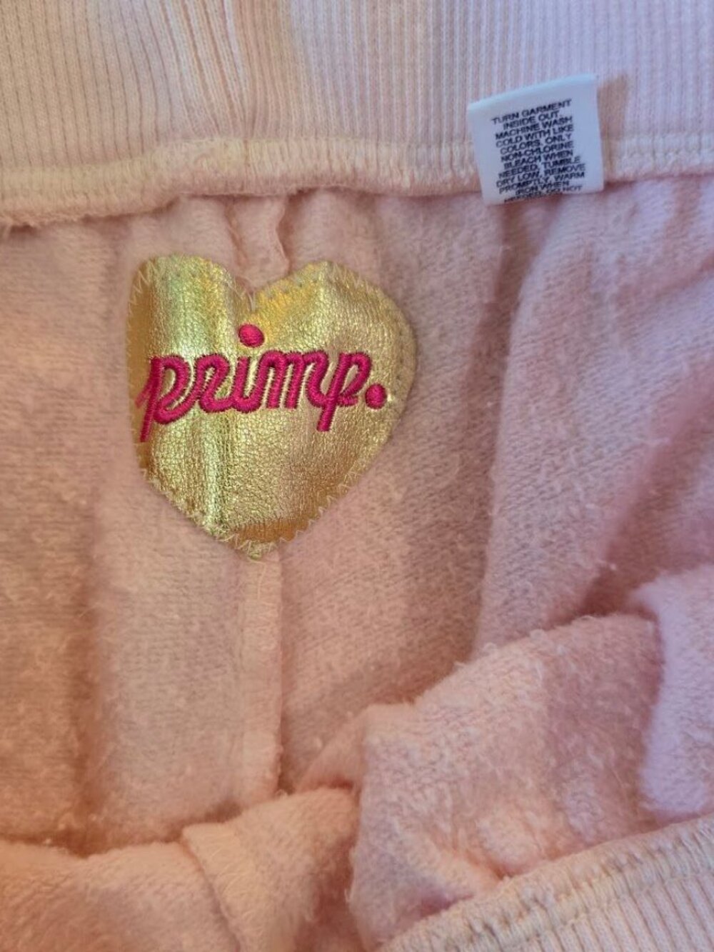 NWOT Vintage PRIMP Pink Gold Sequin Cropped Wide Leg Sweatpants M - Picture 4 of 7